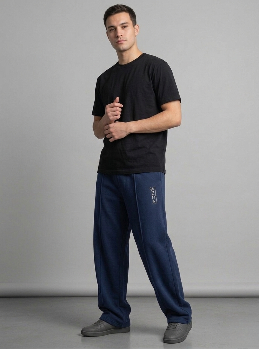 Relaxed Fit Pants - Navy Blue