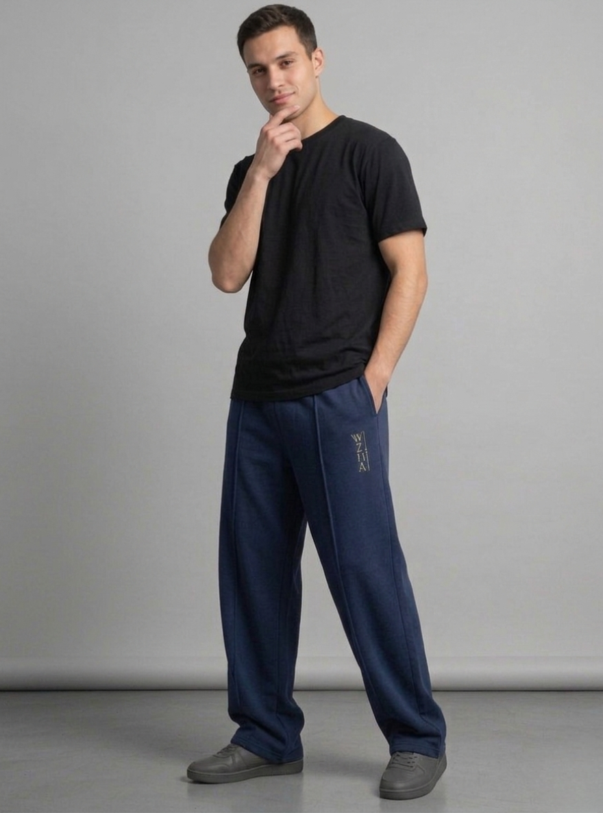 Relaxed Fit Pants - Navy Blue