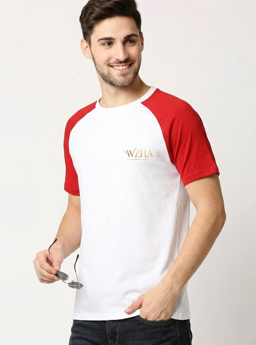 The WZHA Contrast Raglan – White & Red