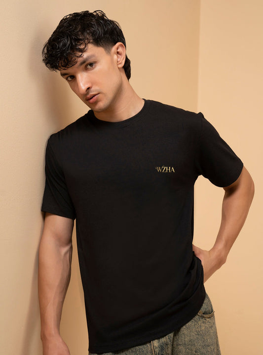 WZHA Signature Essential Black T-Shirt for Men