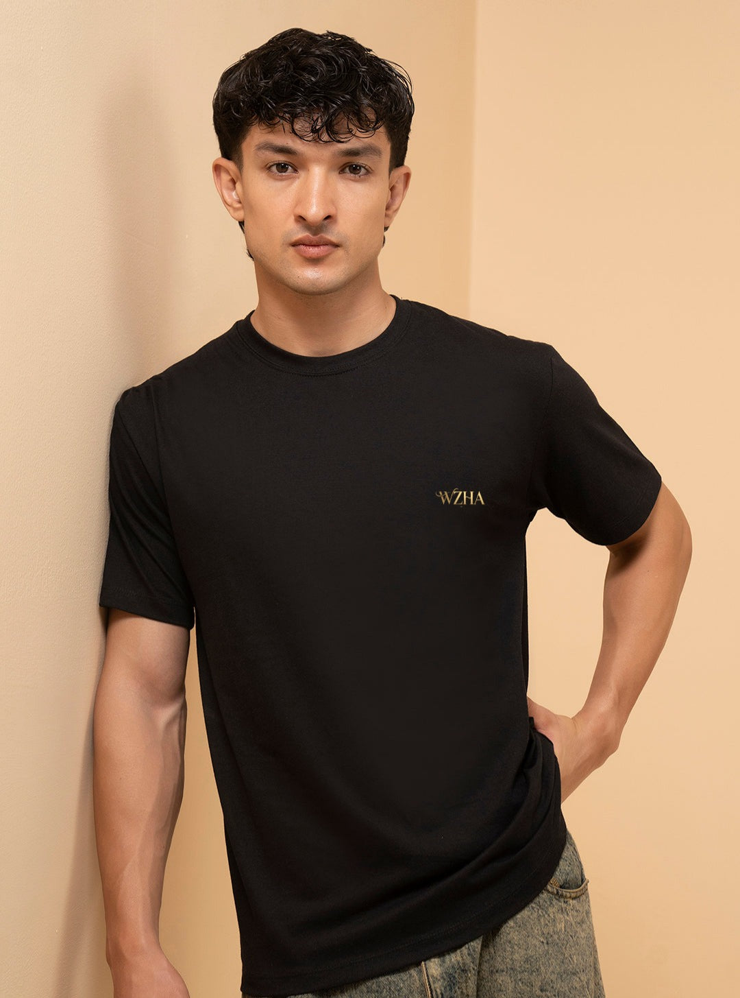 WZHA Signature Essential Black T-Shirt for Men