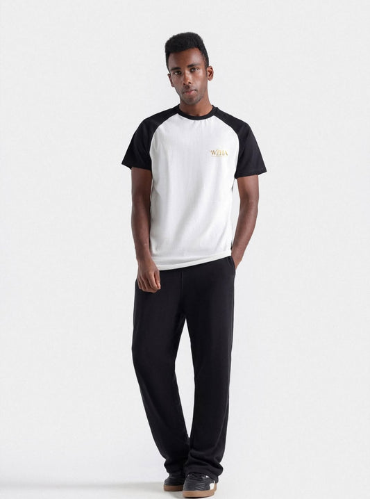 WZHA Classic Contrast Raglan T-Shirt – White & Black
