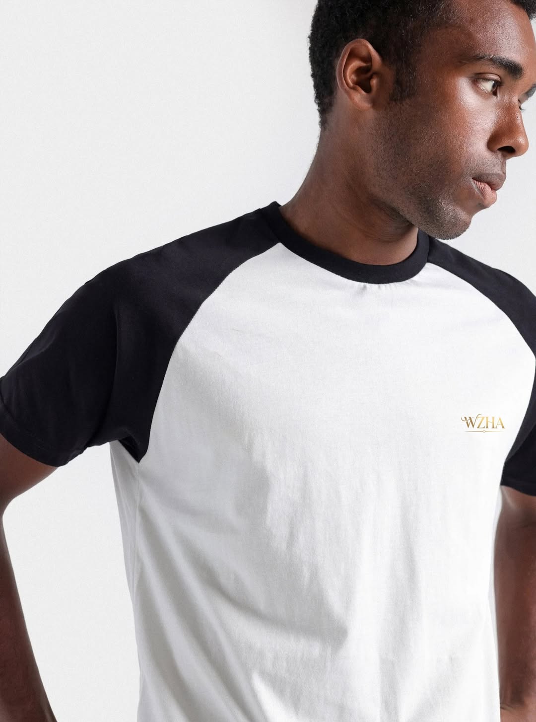 WZHA Classic Contrast Raglan T-Shirt – White & Black