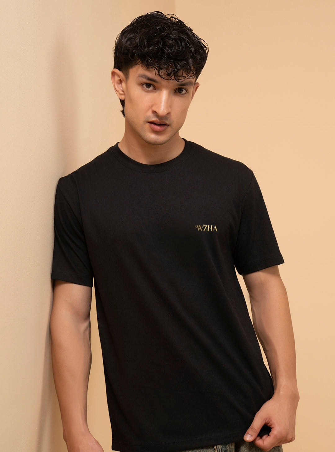 WZHA Signature Essential Black T-Shirt for Men